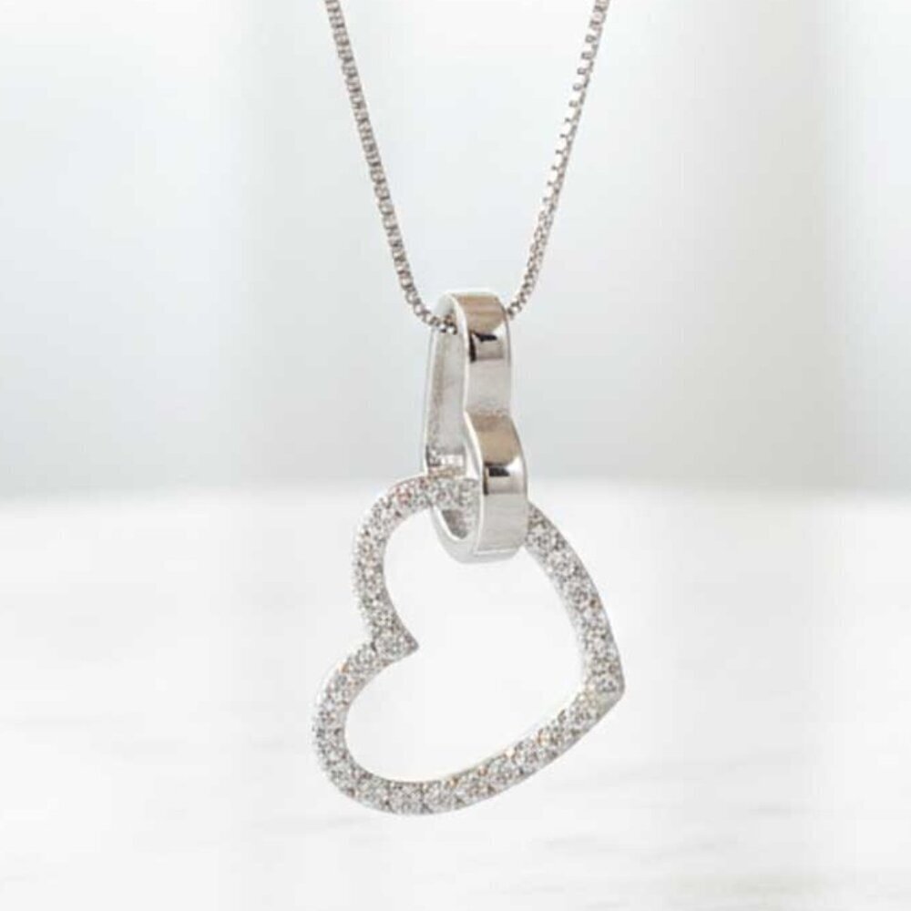 Ladies Double Heart Crystal Necklace - Heart Necklace